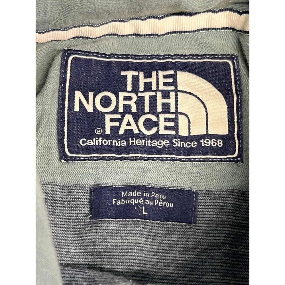 The North Face Polo Shirt L Faded Striped Golf Casual Outdoors Surfer Grunge TNF